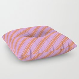 [ Thumbnail: Plum & Coral Colored Lines/Stripes Pattern Floor Pillow ]