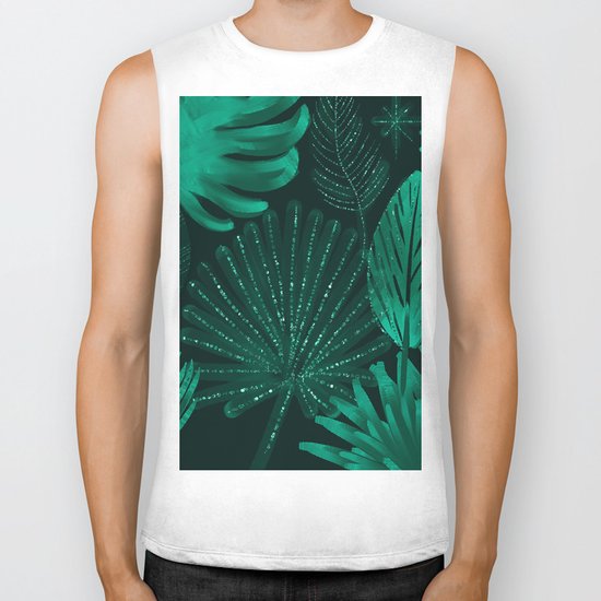 Emerald botanical - tropical ferns and palms Biker Tank