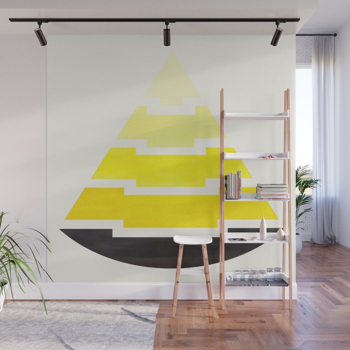 Minimalist Abstract Aztec Pyramid Geometric Pattern Yellow