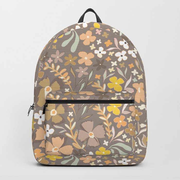 Wild Bohemian Floral Coffee Pattern 1 Backpack