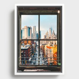New York City Window | Colorful Street and Skyline | NYC Framed Canvas