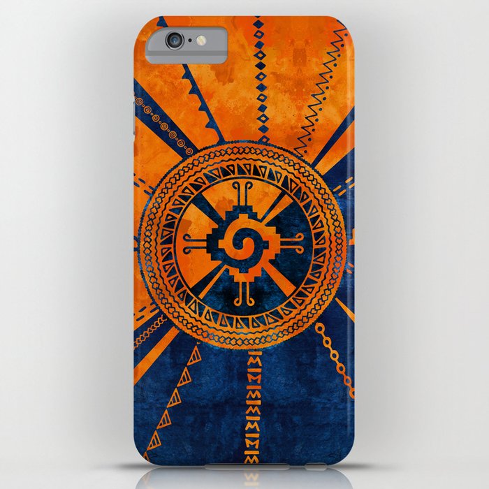 Hunab Ku Mayan symbol Orange and Blue iPhone Case