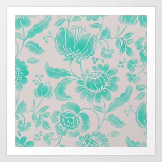 Wild Flower Cyan Art Print