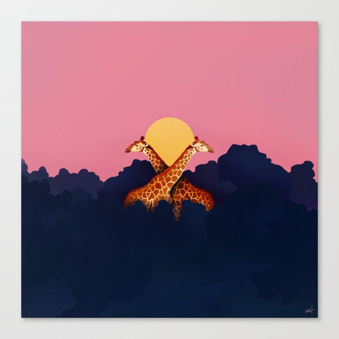 SUN AND GIRAFFES Canvas Print