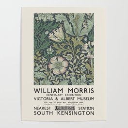 William Morris - Exhibition poster for The Victoria and Albert Museum, London, 1934 Poster | Nature, Chartreuse, Green, London, Leafprint, Botanical, Drawing, Exhibitionposter, Museum, Fernprint 