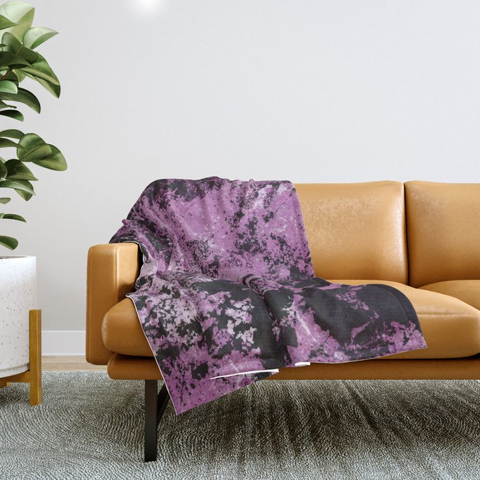 Abstract Texture Deux - Purple, White and Black Throw Blanket