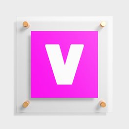 V (White & Magenta Letter) Floating Acrylic Print