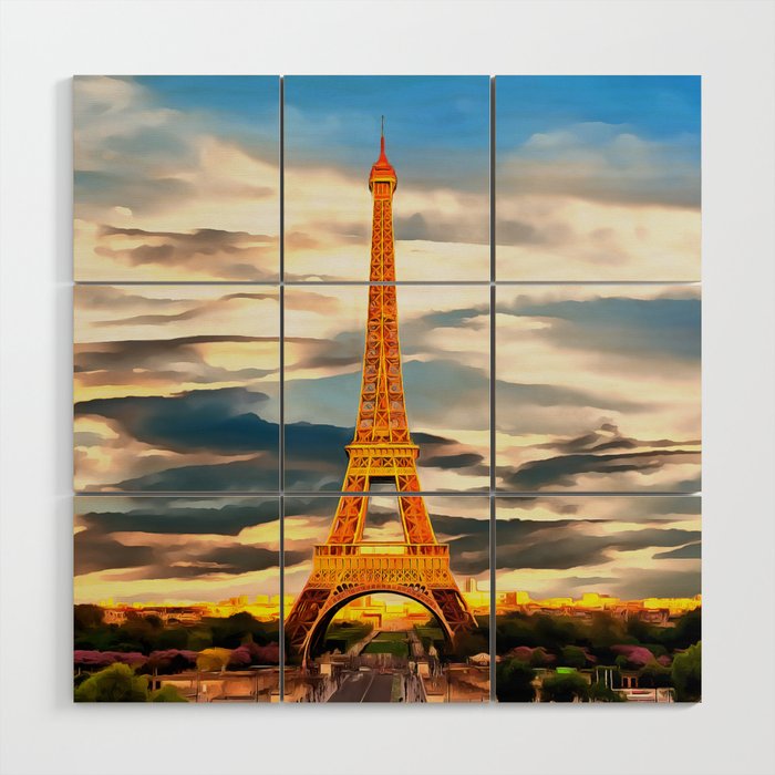 Eiffel Tower (Painting) Wood Wall Art