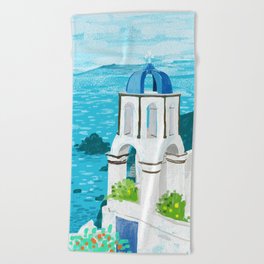 Greek Landscape #painting #travel #greece Beach Towel