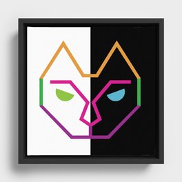 Abstract Multicolored Cat Framed Canvas