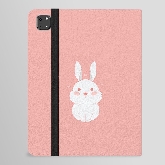 cute bunny with pink background iPad Folio Case