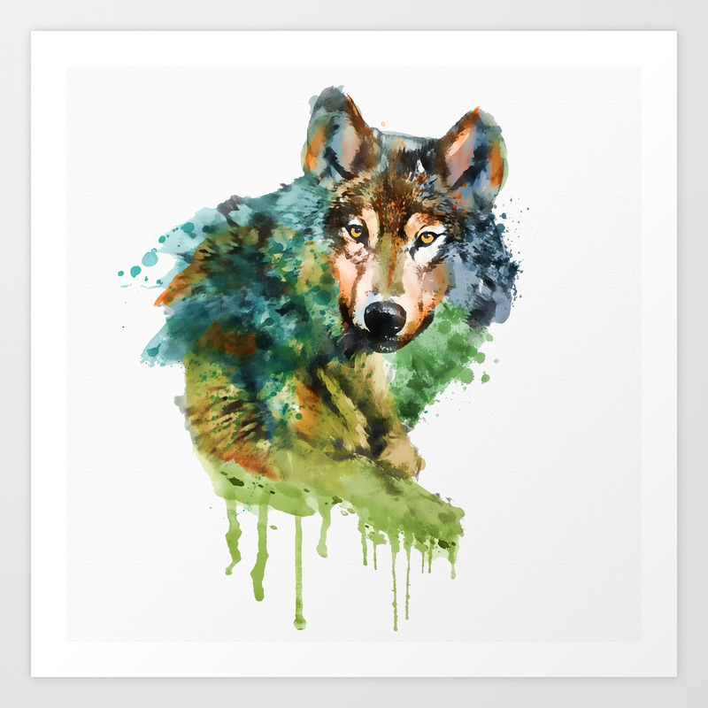 Wolf Face Watercolor Painting Art Print By Marianvoicu Society6