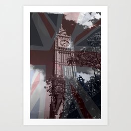Big Ben behind Union Jack Art Print
