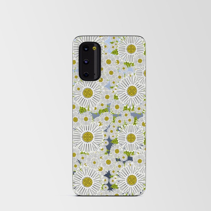 Retro Modern Spring Daisy Flowers On Blue Android Card Case