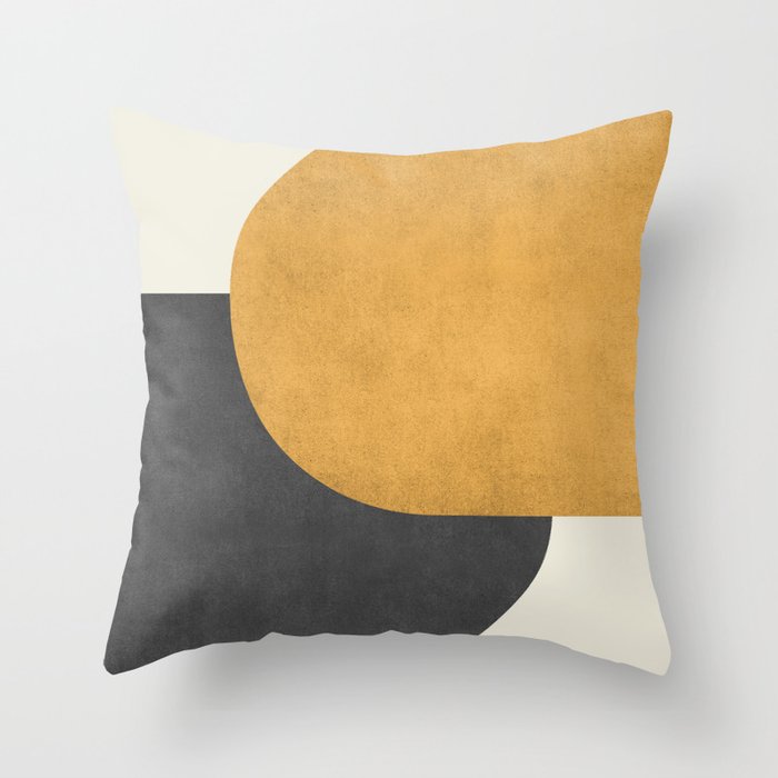 Halfmoon Colorblock - Gold Charcoal Throw Pillow