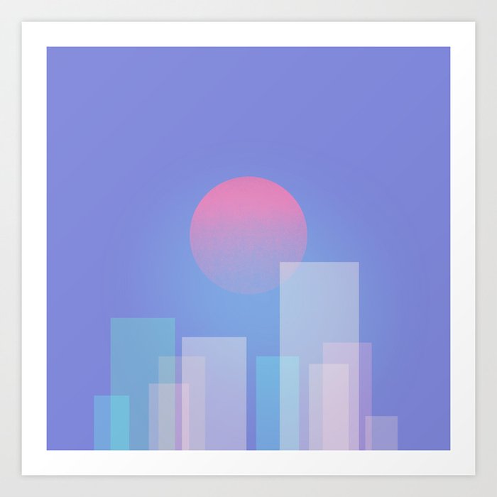 Abstract geometric pixel city 6 Art Print