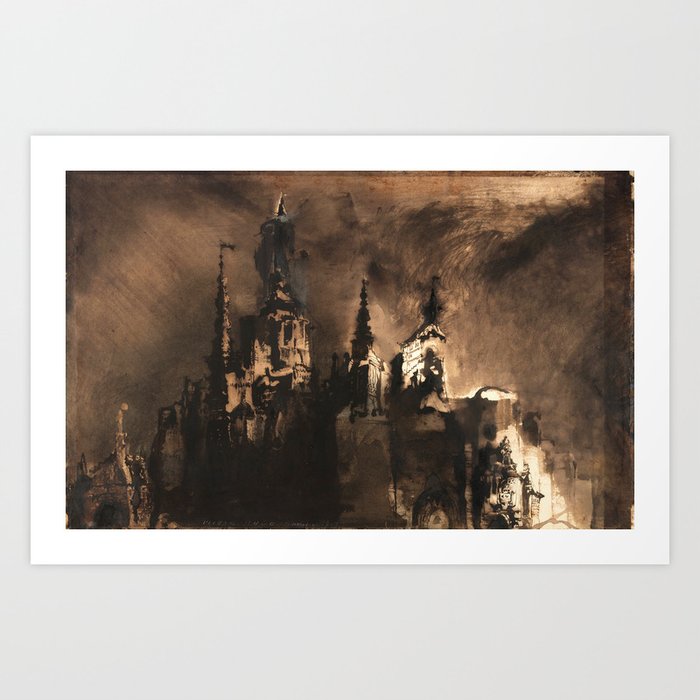 Victor Hugo - Fantastic Castle at Twilight Art Print