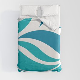 Luxury abstract ocean waves minimal pattern - Tiffany Blue and Celadon Blue Duvet Cover