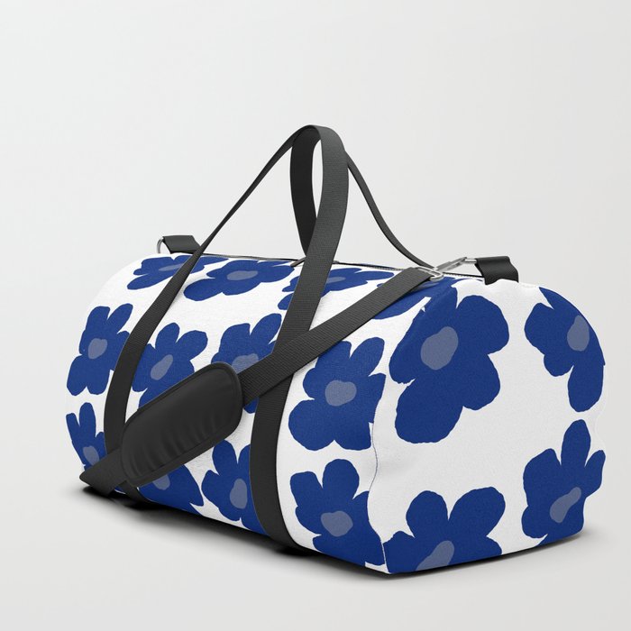 60s Hippie Flower Blue Flowers Duffle Bag by Manitarka Society6