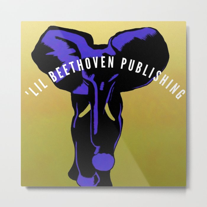 'Lil Beethoven Publishing gold logo avatar vintage book publishing artwork poster for writer's room, office, bar, dining room home decor Metal Print