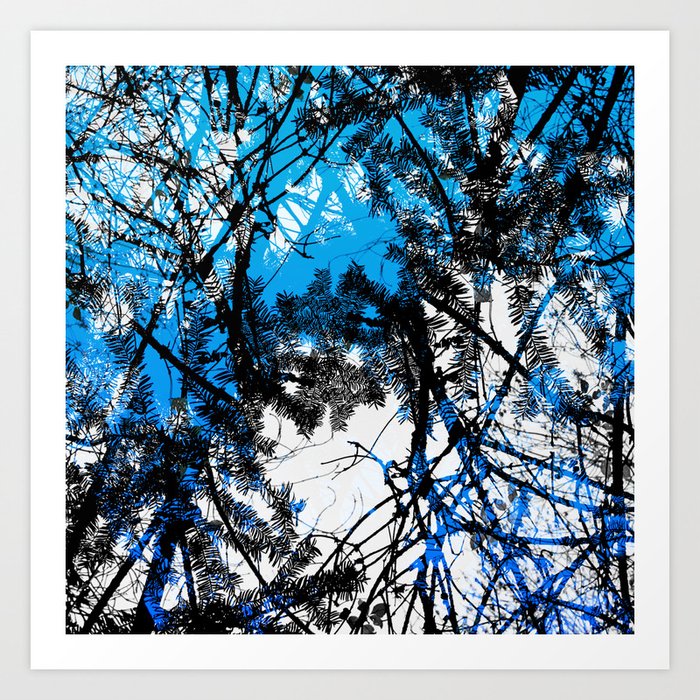 Blue tree pillow one Art Print