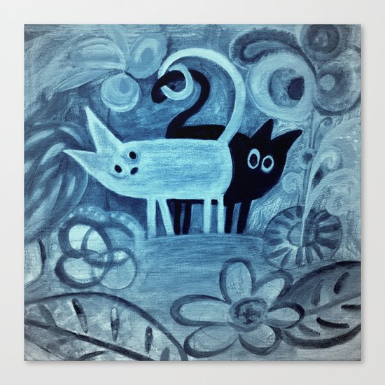 cats in blue Canvas Print