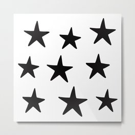 Star Pattern Black On White Metal Print | Ink, Star, Galaxy, Messy, Pattern, Starry, Drawing, Ink Pen, Brush, Blackandwhite 