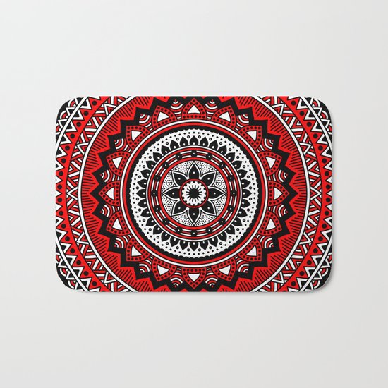 Red and Black Mandala Bath Mat