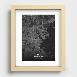 Boston, Massachusetts, United States - Dark City Map Recessed Framed Print