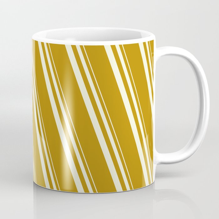 Beige and Dark Goldenrod Colored Stripes Pattern Coffee Mug