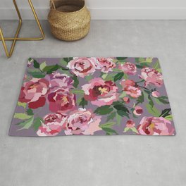 Happy peony lilac background Area & Throw Rug