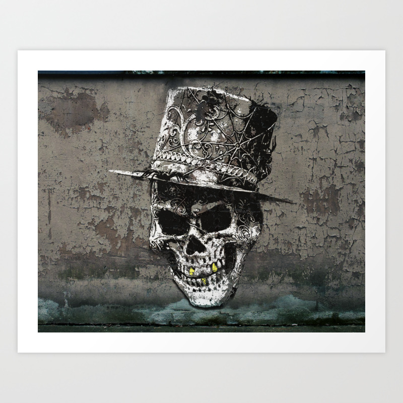 Spray Paint Smiling Skull Art Print By Mathiasart4 Society6