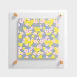 Pastel Spring Flowers Ombre Blue Floating Acrylic Print