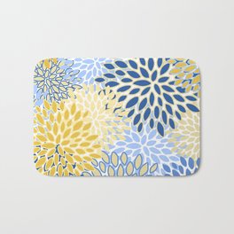 Modern, Floral Prints, Summer, Yellow and Blue Bath Mat