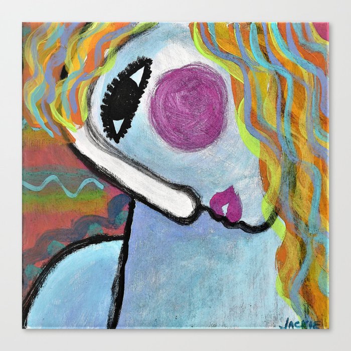 Colorful Abstract Portrait Of A Woman Canvas Print By Jackieludtke