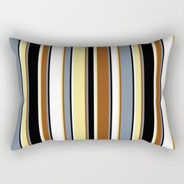 [ Thumbnail: Eyecatching Light Slate Gray, Brown, Tan, White & Black Colored Lines/Stripes Pattern Rectangular Pillow ]