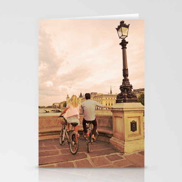 Romantic Sunset Scene in Paris Stationery Cards