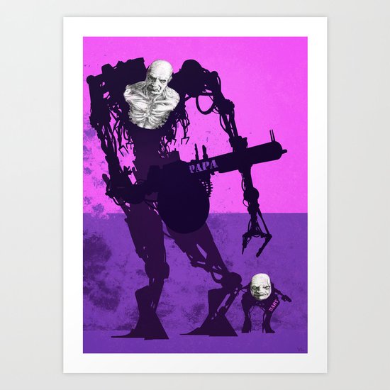 Papa Cyborg Baby Cyborg Art Print