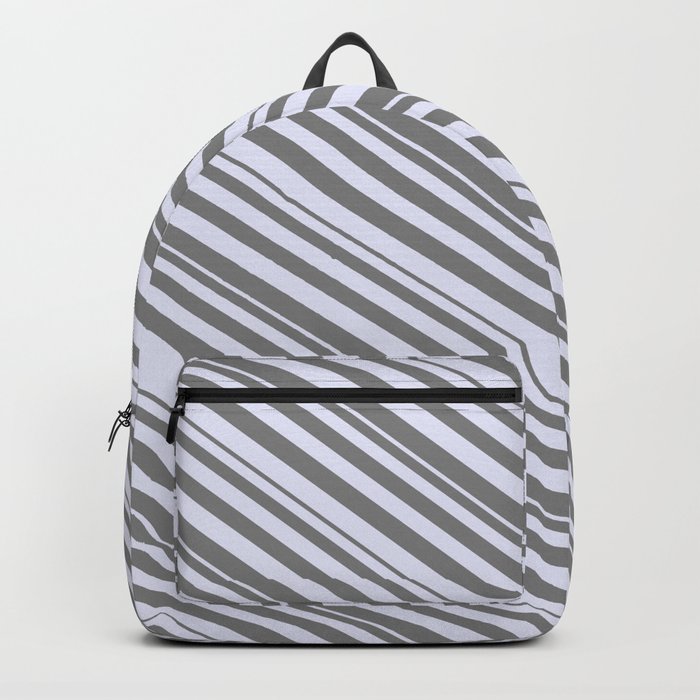 Grey & Lavender Colored Striped Pattern Backpack
