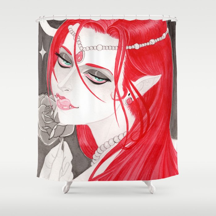 Redheaded Vampire Shower Curtain by Brian Dock Society6