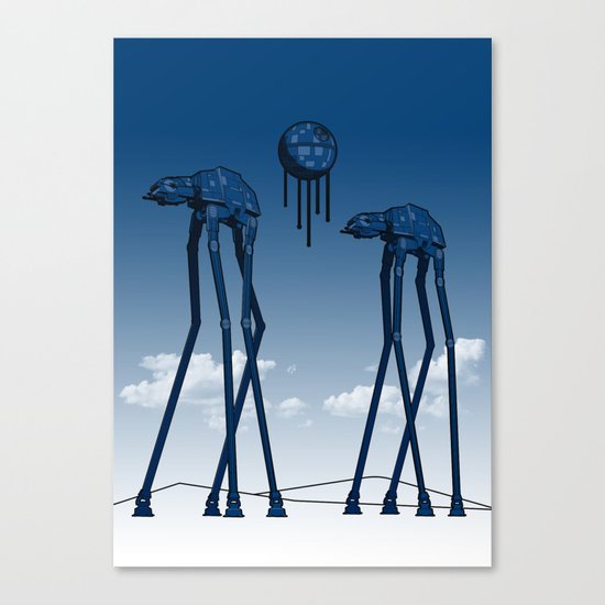 Dali's Mechanical Elephants - Blue Sky Canvas Print