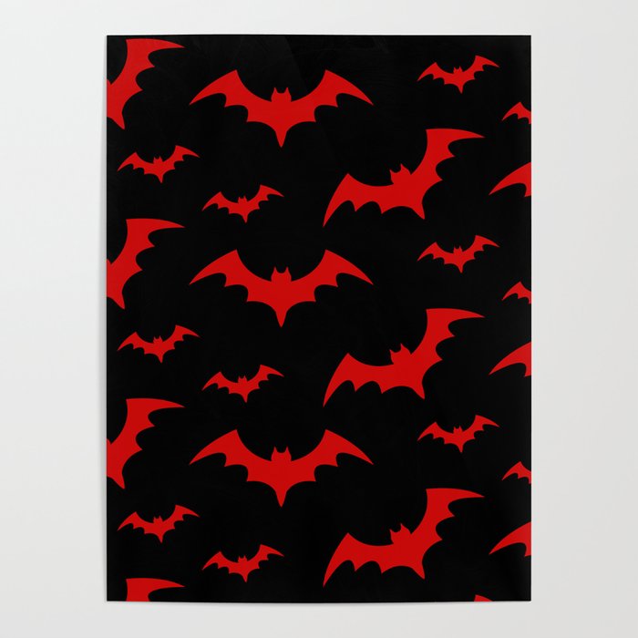 Halloween Bats Black & Red Poster