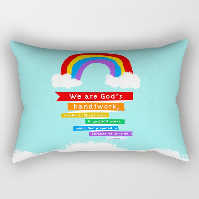 Ephesians 2:10 (Rainbow) Rectangular Pillow