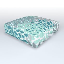 Modern, Floral Prints, Teal and Gray Outdoor Floor Cushion