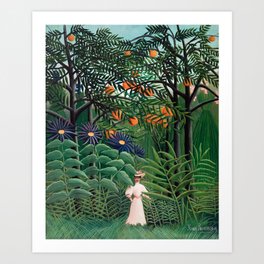 Henri Rousseau - Woman Walking in an Exotic Forest Art Print | Walking, Forest, Painting, Woman, Oil, Canvas, Postimpressionism, Henrirousseau, Jungle, Exoticforest 