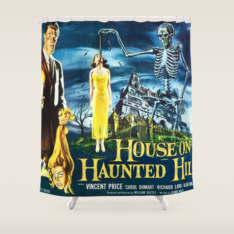 House On Haunted Hill Vintage Horror Movie Poster Shower Curtain By Alma Design Society6