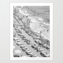 Beach Day in Italy | Black and White Travel Photography in Europe Art Print | Summer on the Coast in Naples Art Print