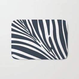 Zebra Animal Print Navy Blue White Boho Pattern Bath Mat