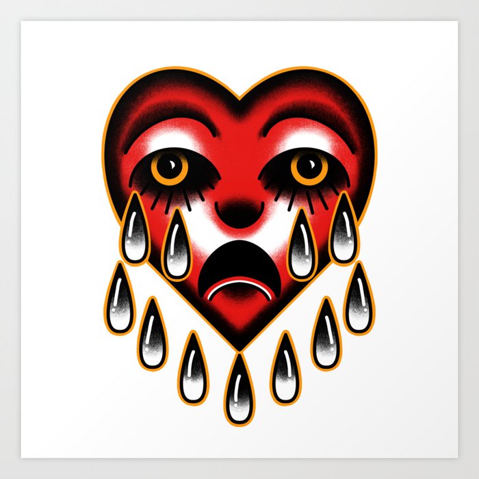 Sadboy heart tattoo Art Print by Leex337 Society6