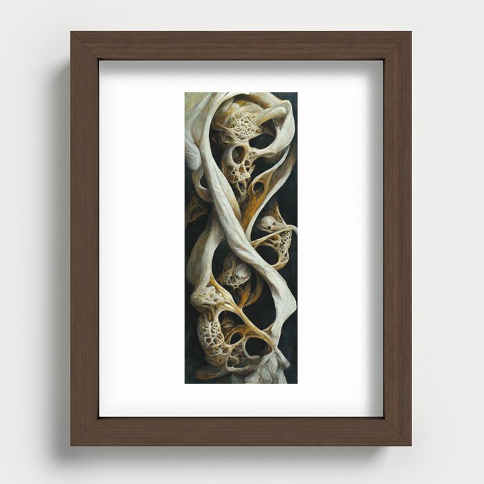Amalgamation - Abstract Twisted Bone in Oil Painting Style Recessed Framed Print